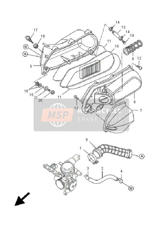 Yamaha VP250 X-CITY 2009 Intake for a 2009 Yamaha VP250 X-CITY